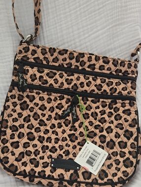 Vera Bradley Leopard Quilted Crossbody - Tan, Brown & Black